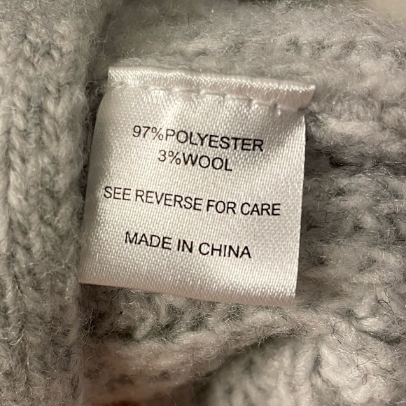 WITTY FOX Heather Gray Turtleneck Cuffed Sleeve Split Waist Wool Blend Sweater - Picture 7 of 8